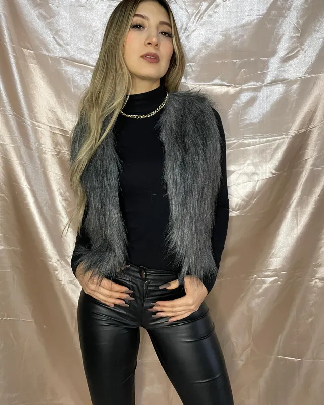 Chaleco de pelo gris oscuro — miniatura 2