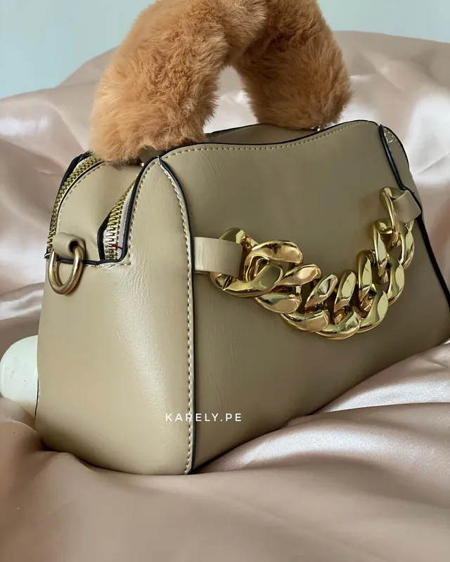 Cartera Baúl beige con cadena — miniatura 2