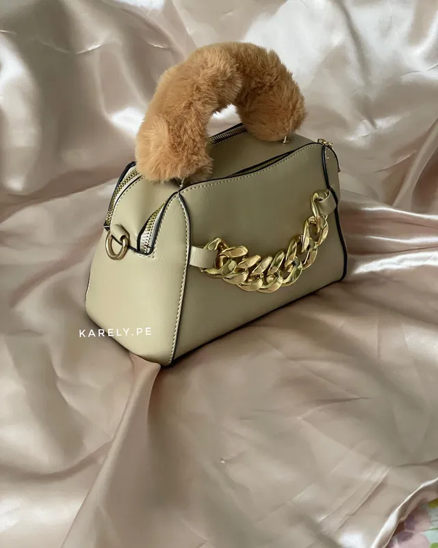 Cartera Baúl beige con cadena — miniatura 3