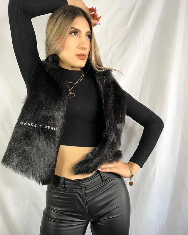 Chaleco piel negro