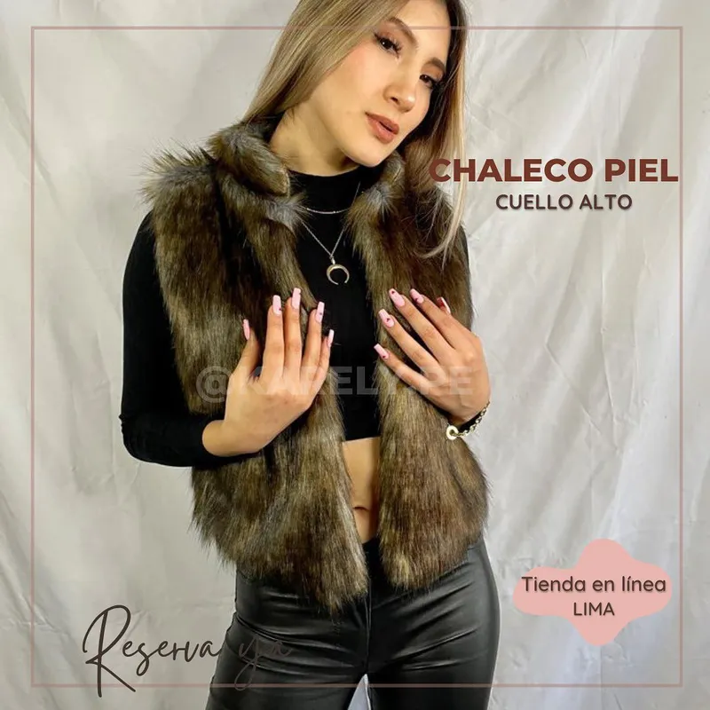 Chaleco piel cuello alto