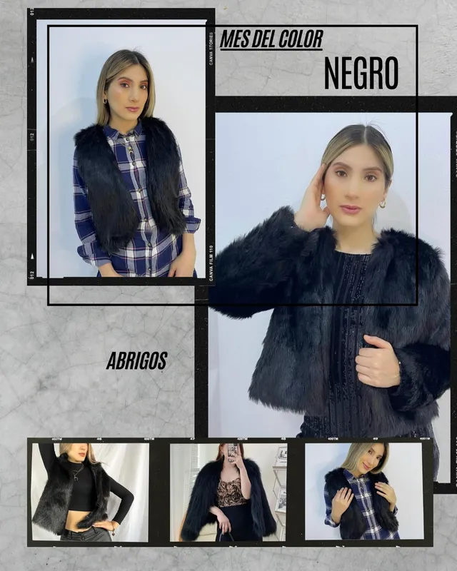 Abrigo de piel sintética negro