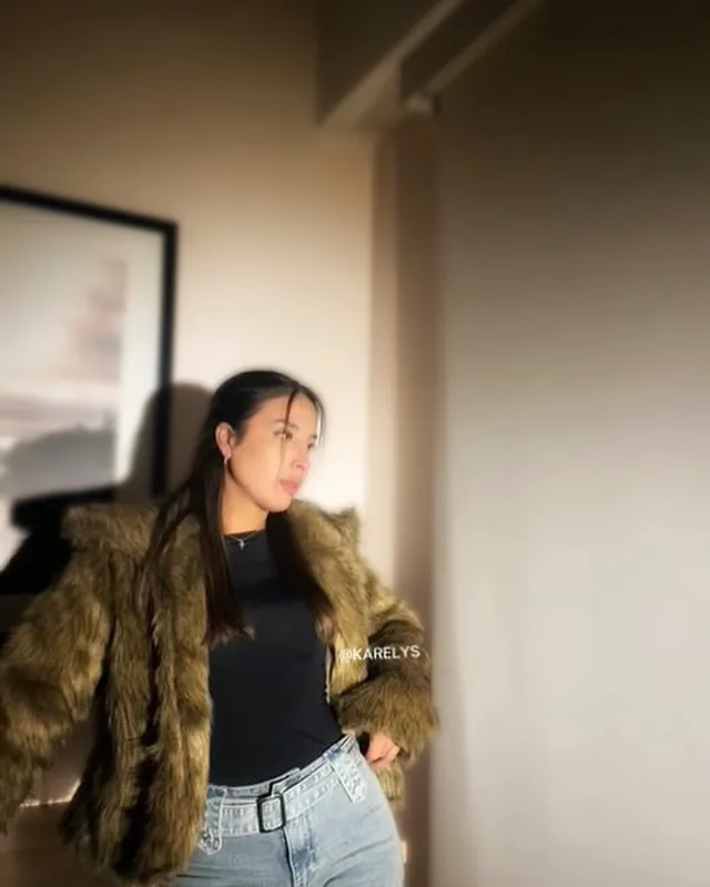 Abrigo pelo sintético beige marrón — miniatura 2
